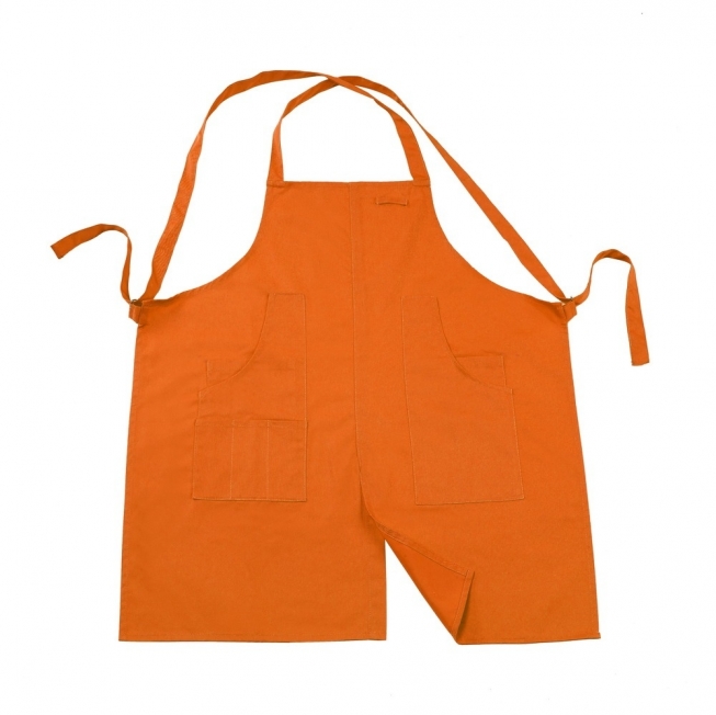 D款-繞頸圍裙橙色 工作服作品
