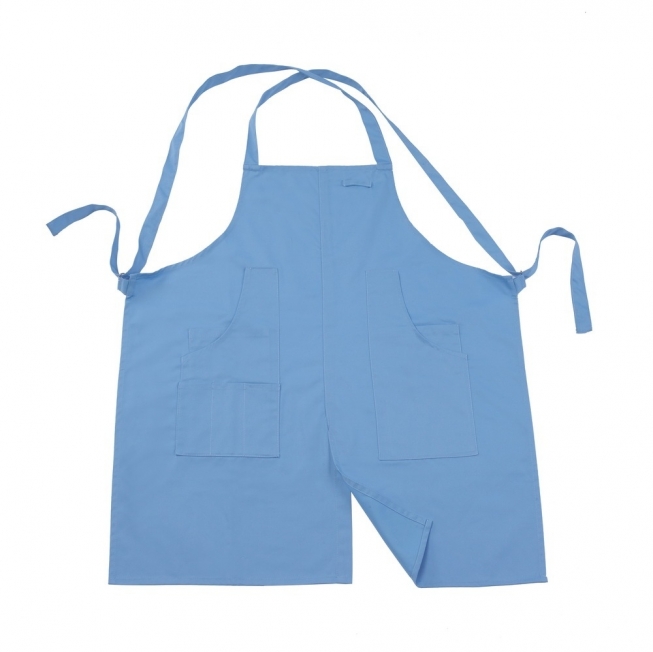 D款-繞頸圍裙水藍色 工作服作品