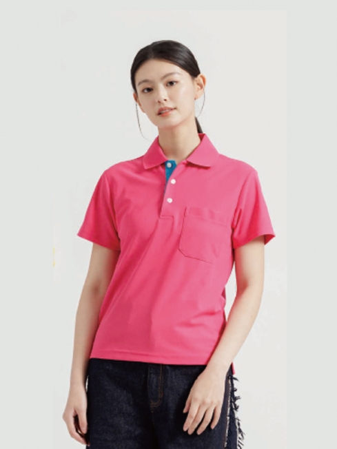 吸濕排汗短袖POLO衫(桃紅/翠藍) 工作服作品