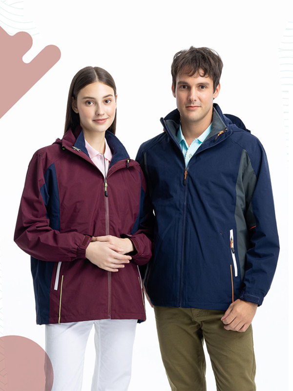 透氣防水絨裡機能外套酒紅配丈青+丈青配墨綠(可加組合式背心) 工作服作品